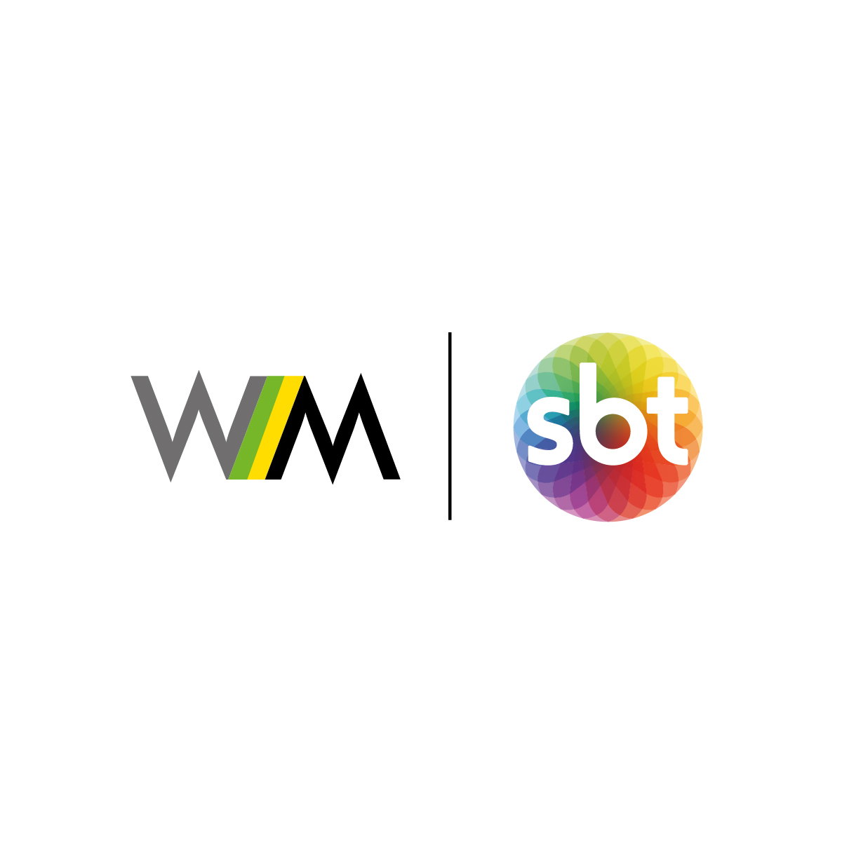 Imagem com fundo branco e logo da WMcCann ao lado do logo do SBT no centro.