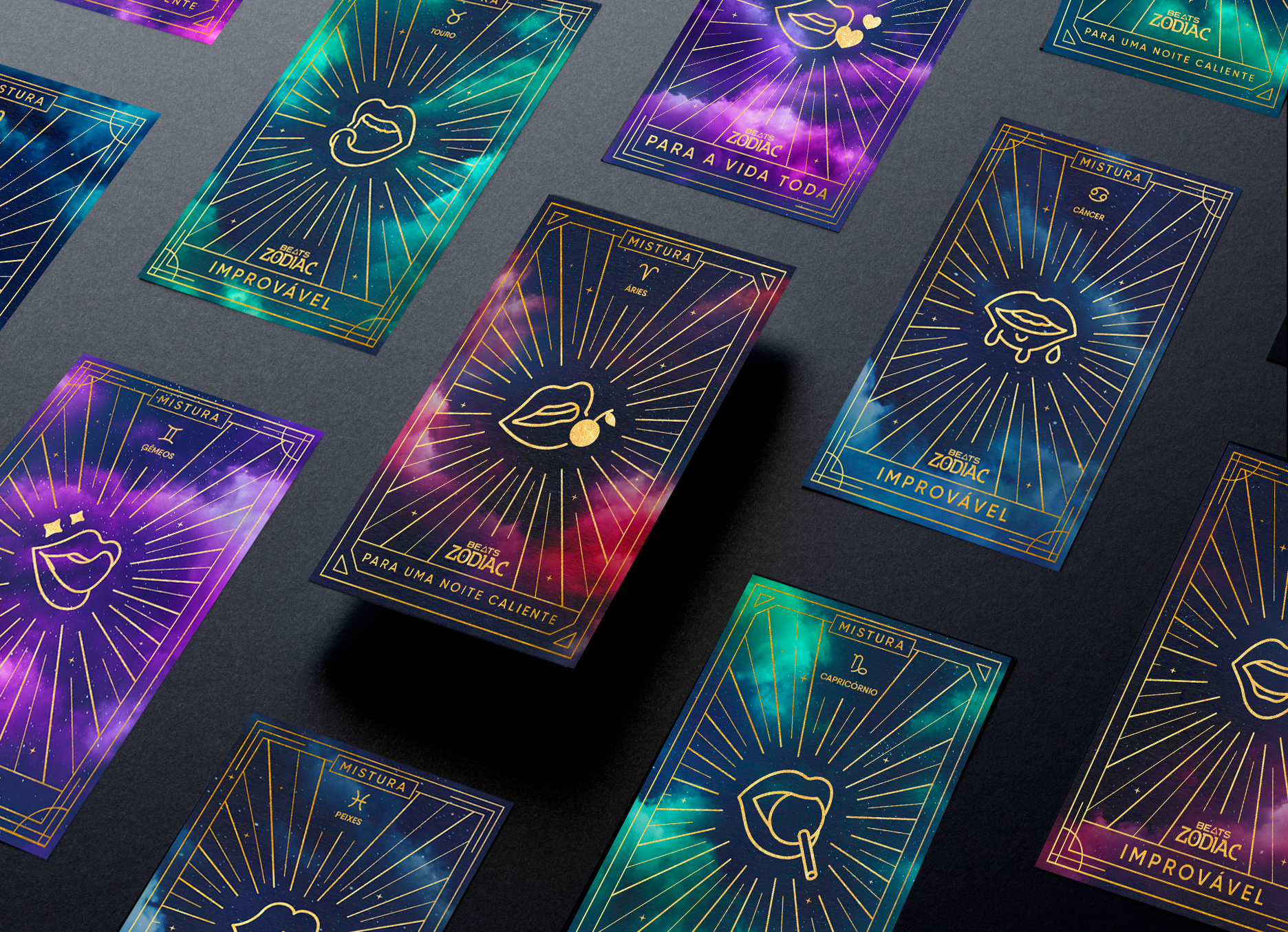 Na imagem aparecem todas as cartas do jogo Zodiac Match